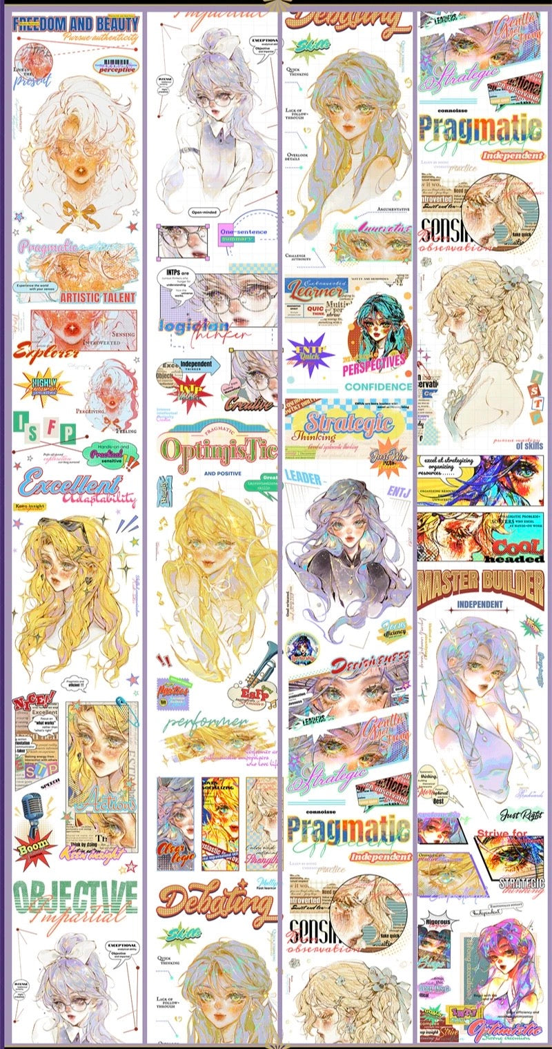 Character PET Tape Stickers for Journaling,Scrapbooking,DIY