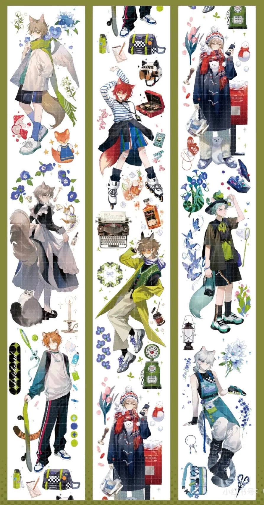 Character PET Tape Stickers for Journaling,Scrapbooking,DIY