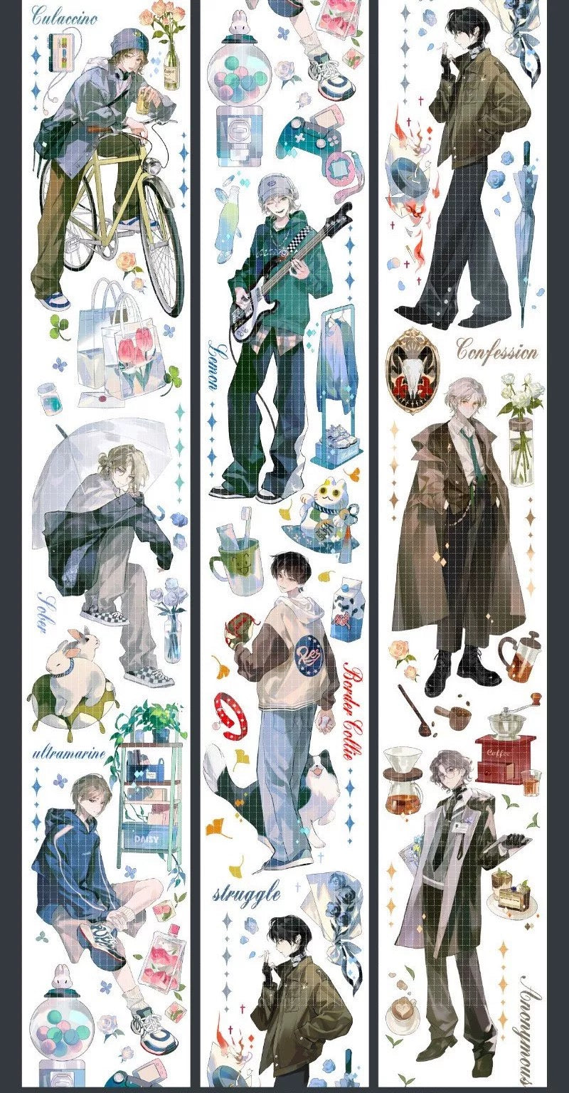 Character PET Tape Stickers for Journaling,Scrapbooking,DIY