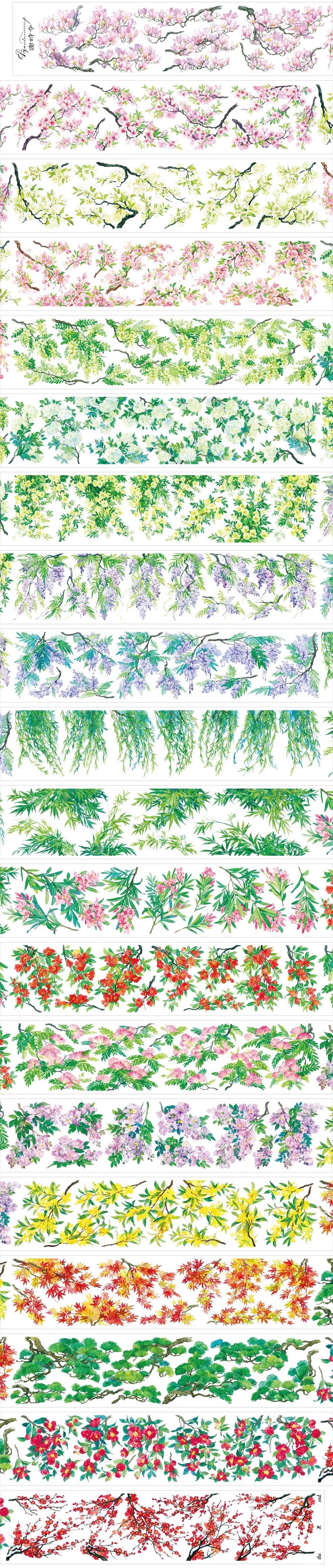 Flowers and plants PET Tape Stickers for Journaling,Scrapbooking,DIY